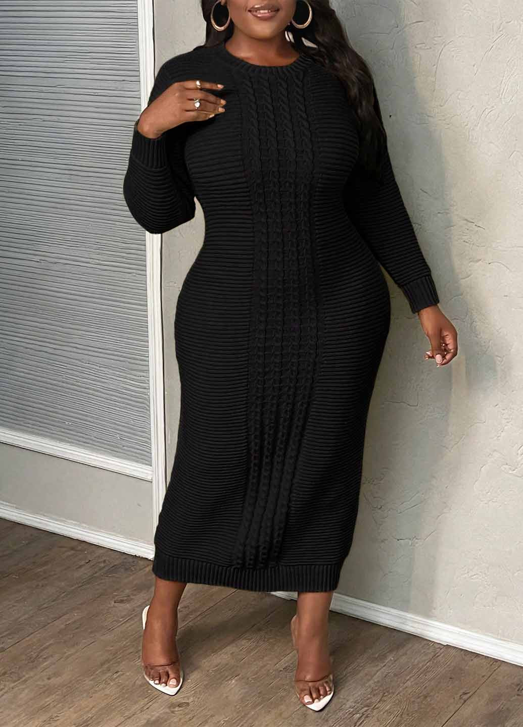 Чорна кежуал сукня сукня светр SHEIN однотонна