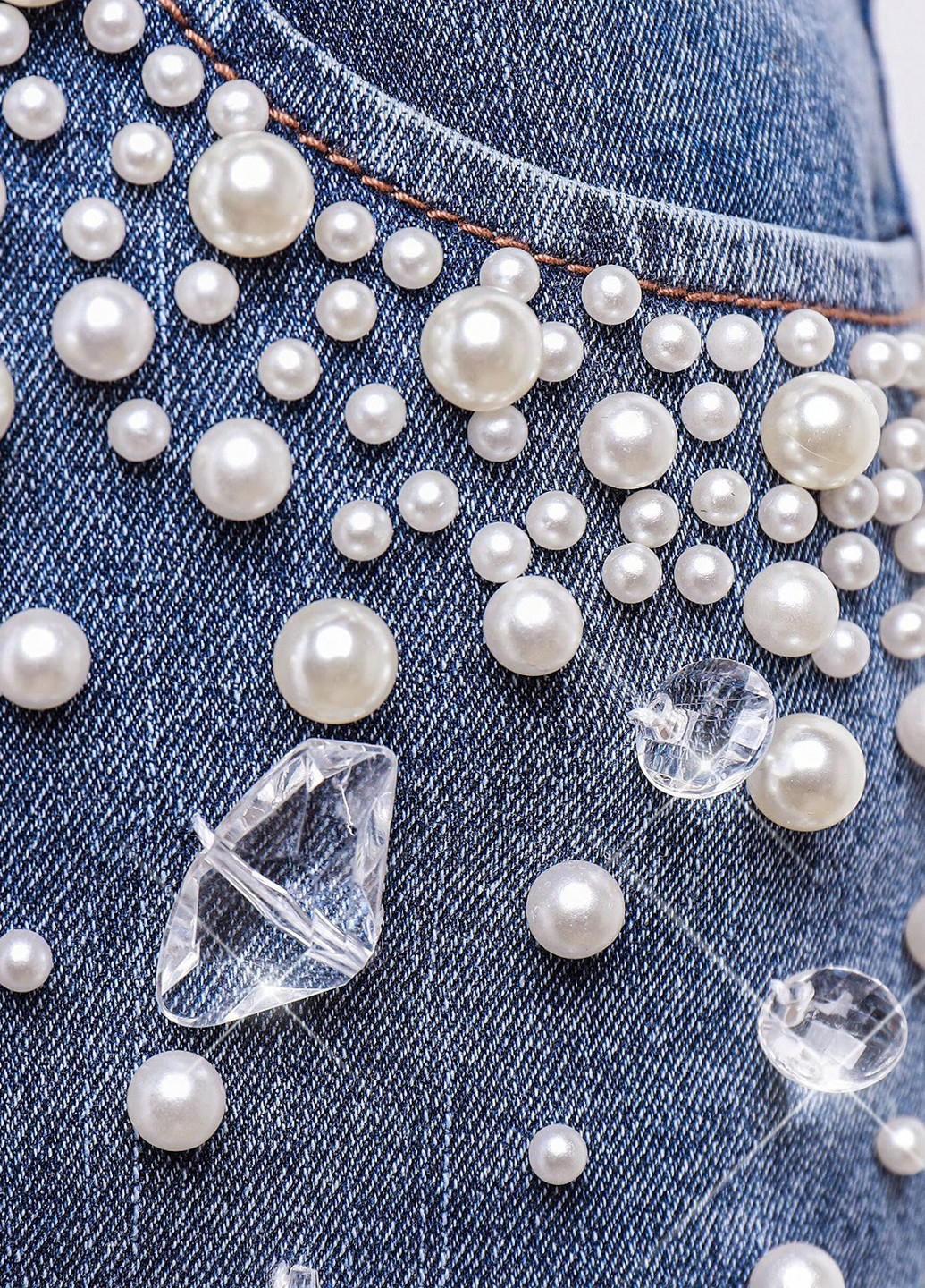 Синяя джинсовая, кэжуал однотонная юбка SHEIN