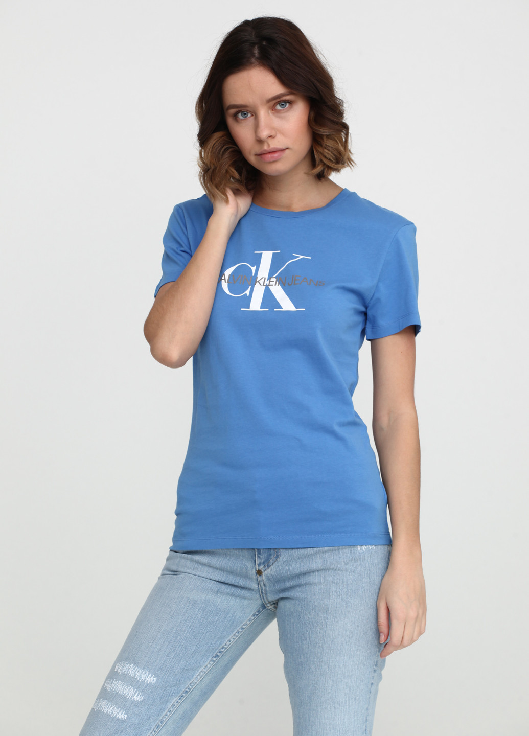 Голубая летняя футболка Calvin Klein Jeans