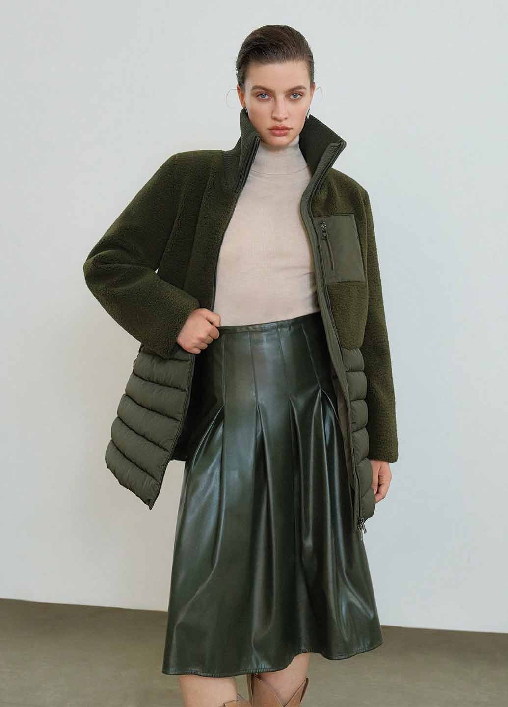 Оливковая (хаки) зимняя куртка SHEIN