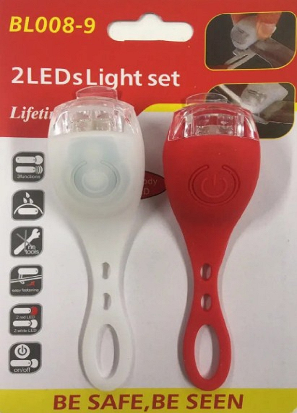 Веломигалки фонарик для велосипеда BL-008-9 красный с белым комплект 2шт No Brand (254025775)