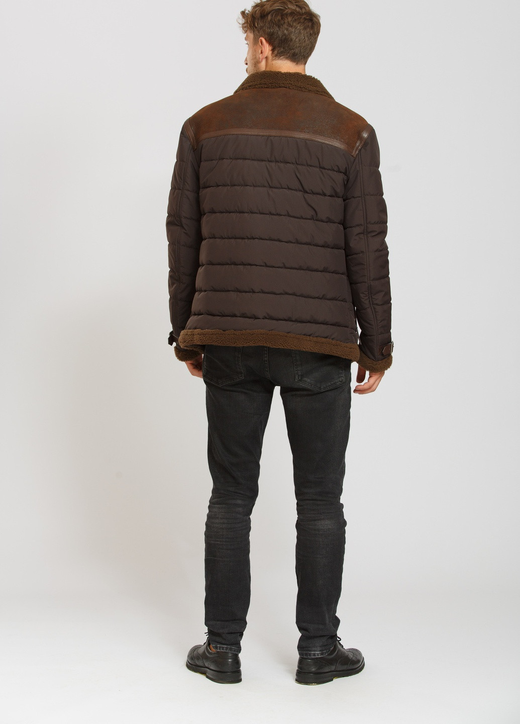 Коричневая зимняя куртка - дубленка коричневый Cvk brand