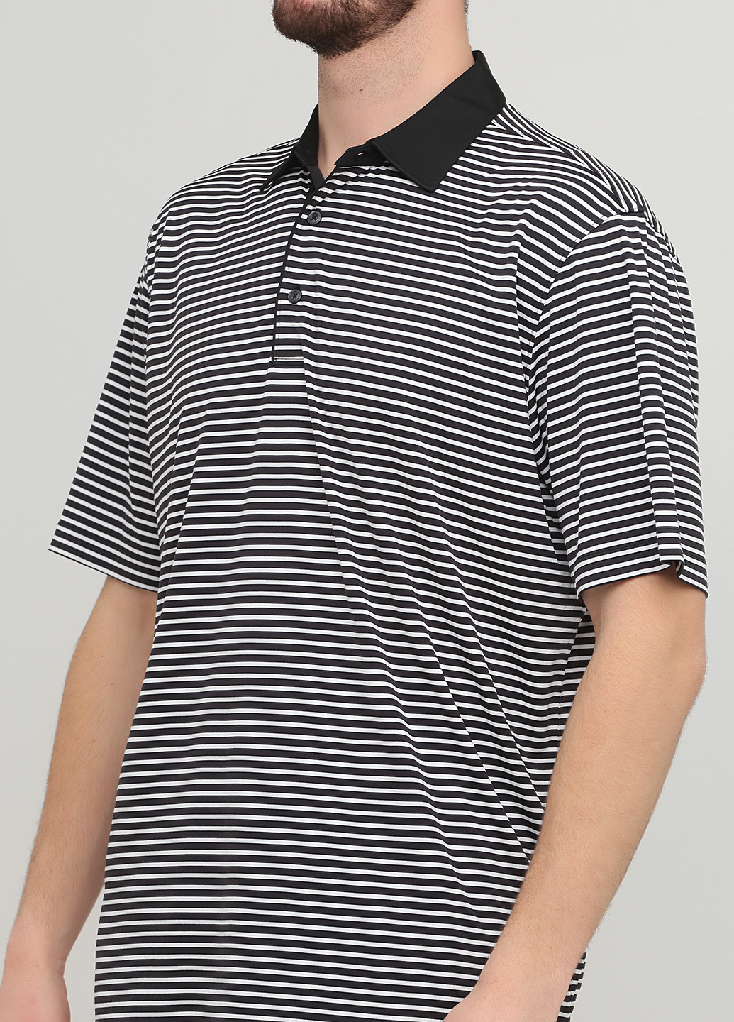 Черно-белая футболка-поло для мужчин Greg Norman в полоску