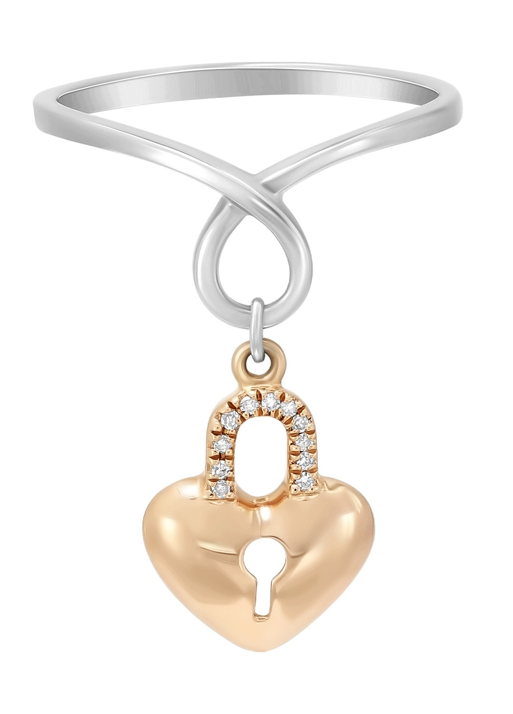 Кольцо Сердце в белом и розовом золоте с бриллиантами Zarina (254255397)