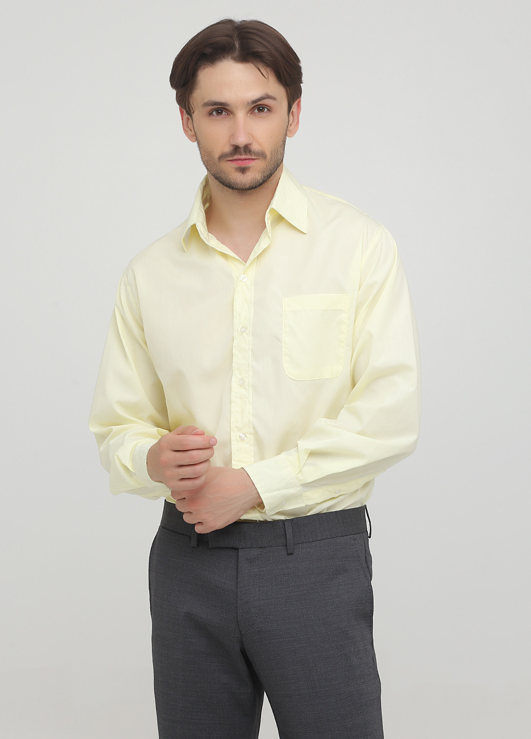Светло-желтая кэжуал рубашка однотонная Lee Cooper