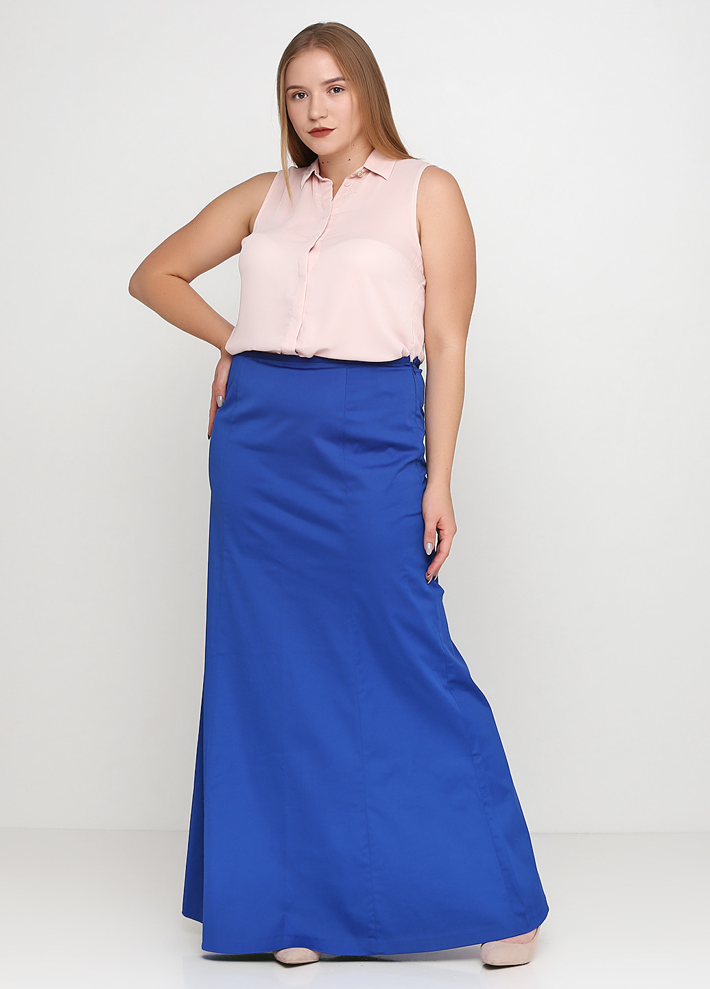 Синяя кэжуал однотонная юбка Stefanel макси