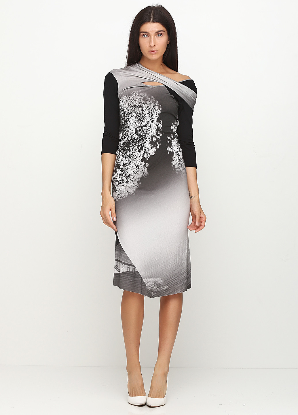 Грифельно-сіра кежуал сукня Oblique з абстрактним візерунком