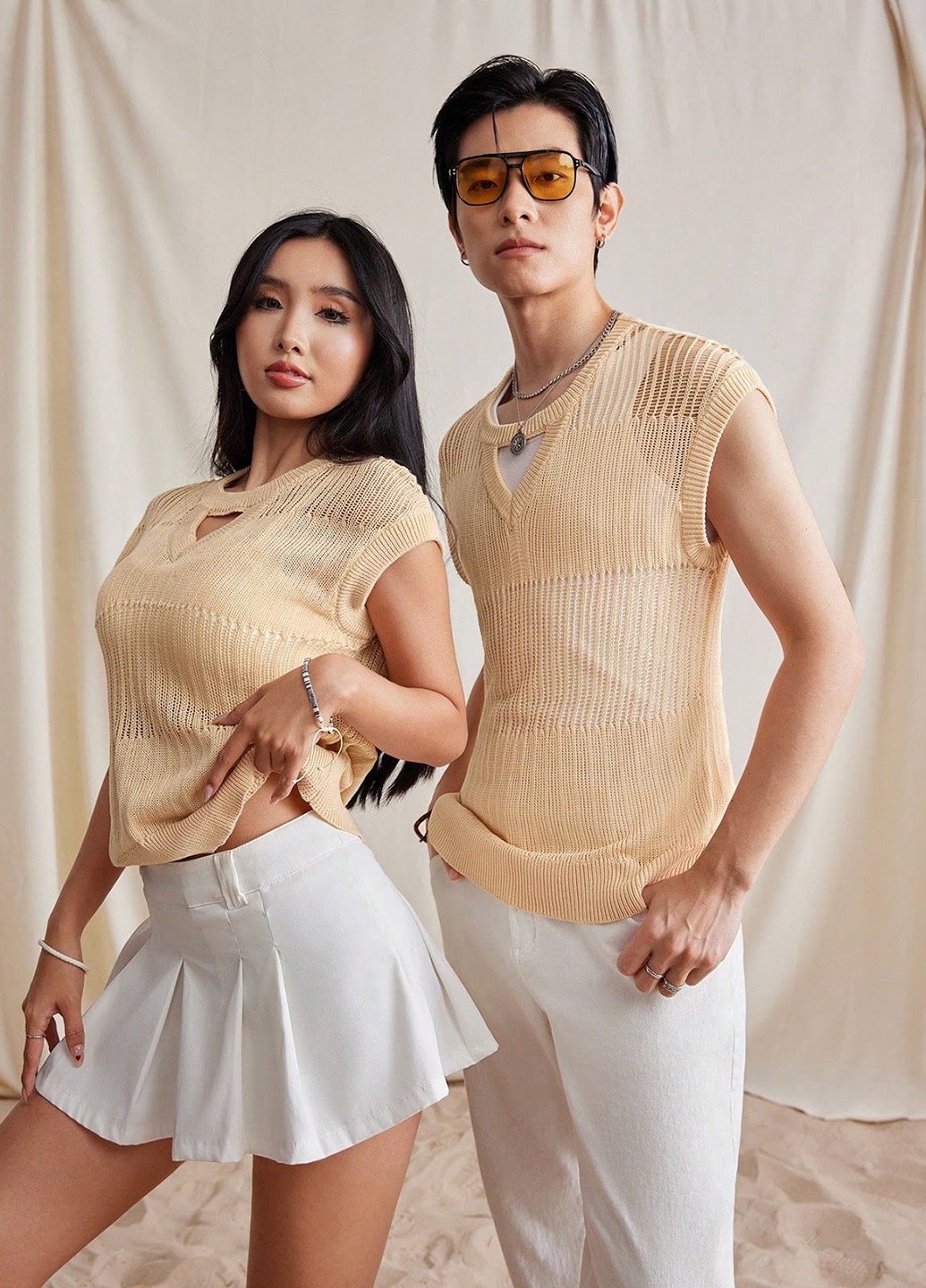 Бежевий літній светр пуловер SHEIN