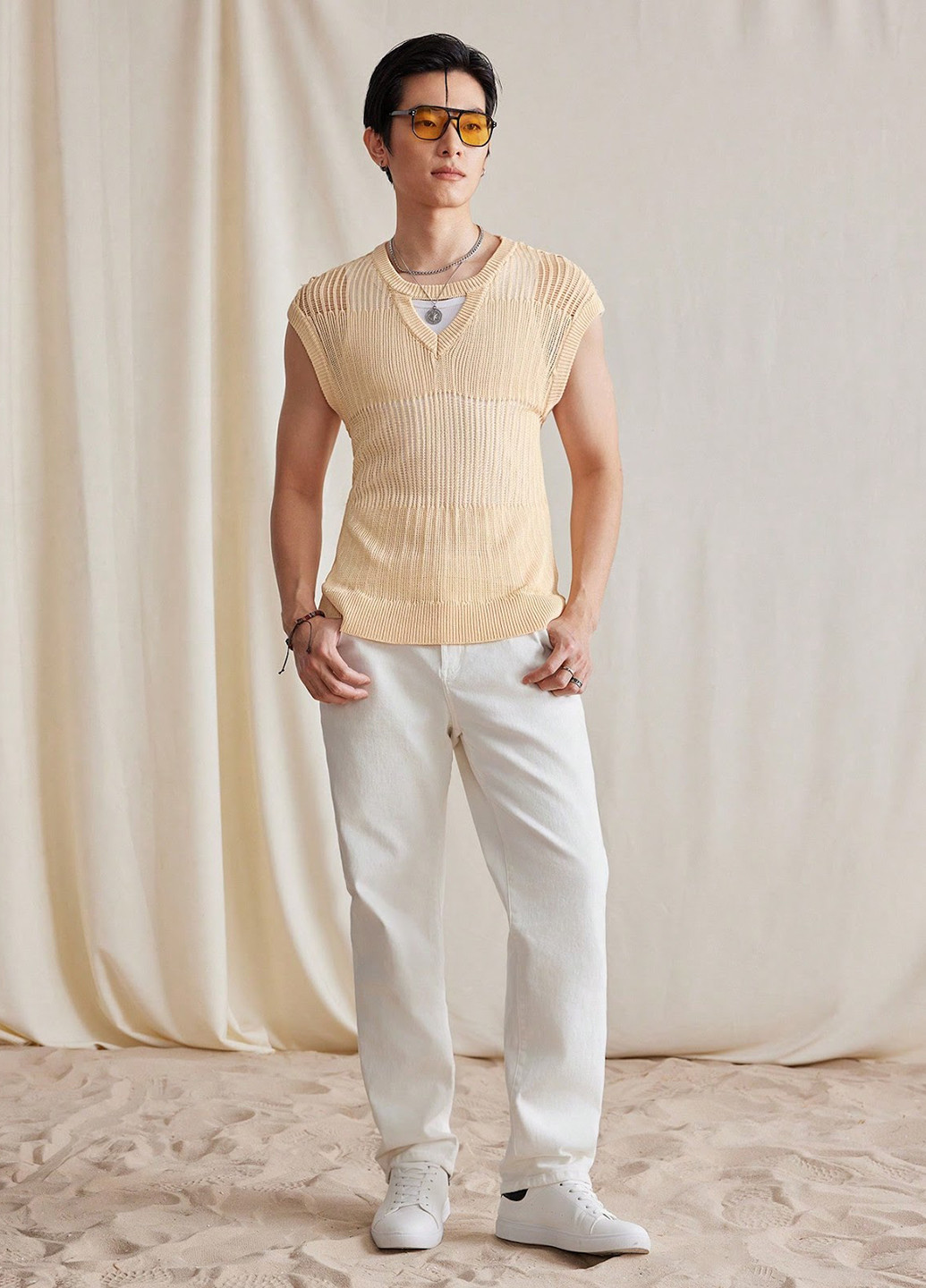 Бежевий літній светр пуловер SHEIN