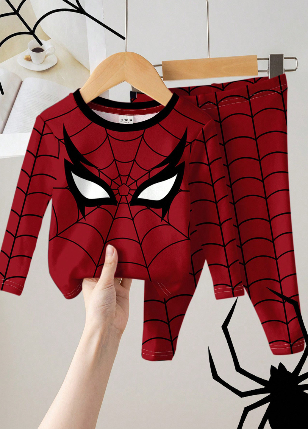 Темно-червона всесезон піжама (лонгслів, штани) лонгслів + брюки SHEIN