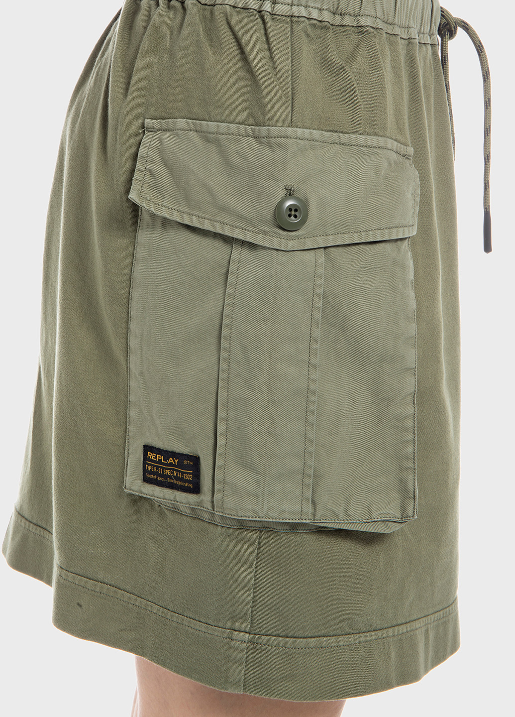 Оливковая (хаки) кэжуал однотонная юбка Replay карго