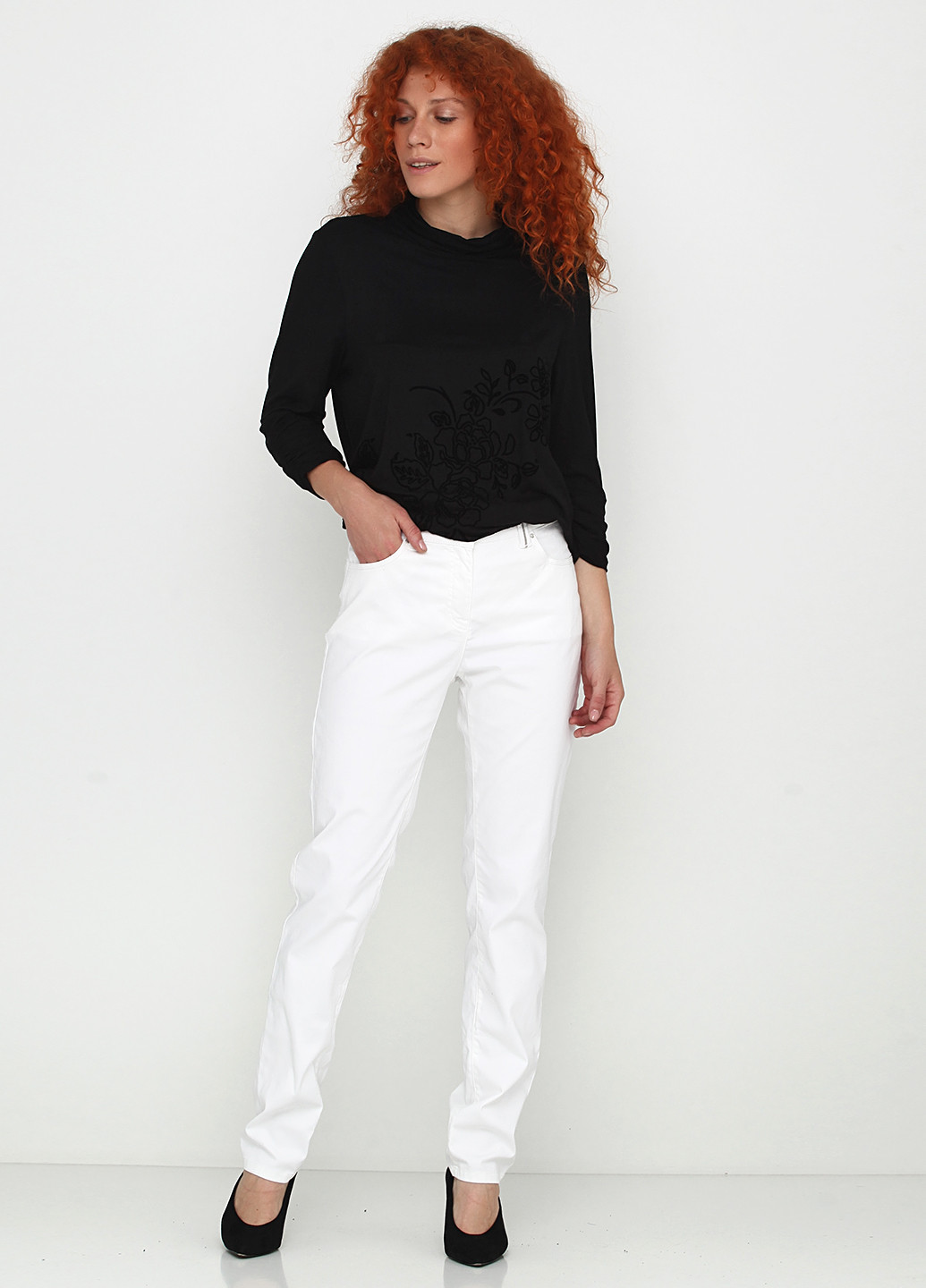 Белые демисезонные зауженные джинсы BRANDTEX COPENHAGEN