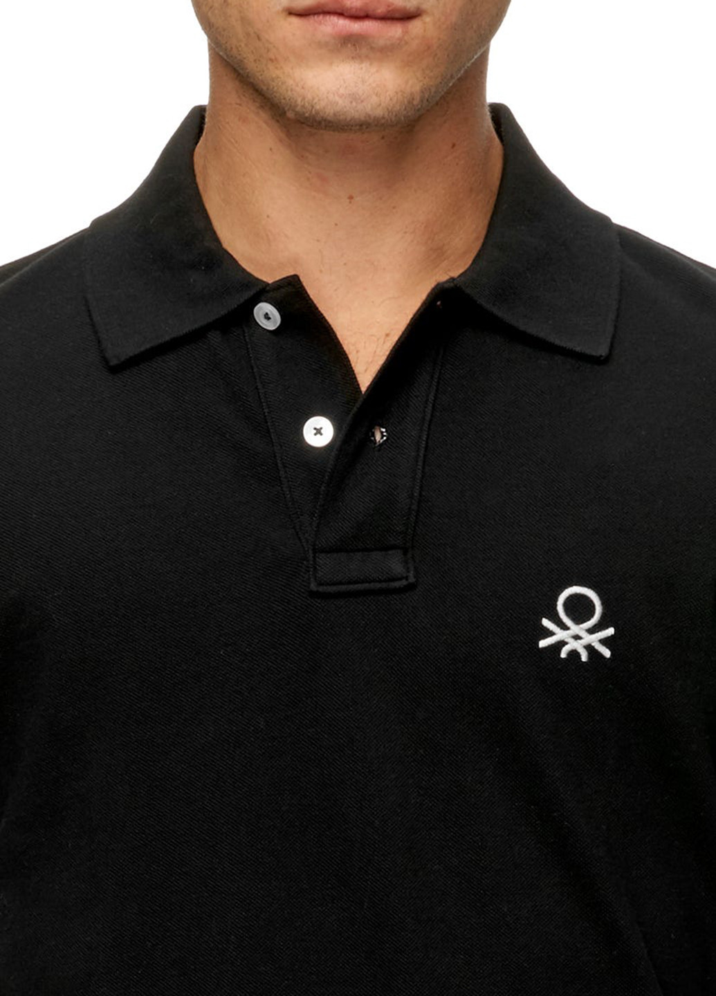 Черная футболка-поло для мужчин United Colors of Benetton однотонная