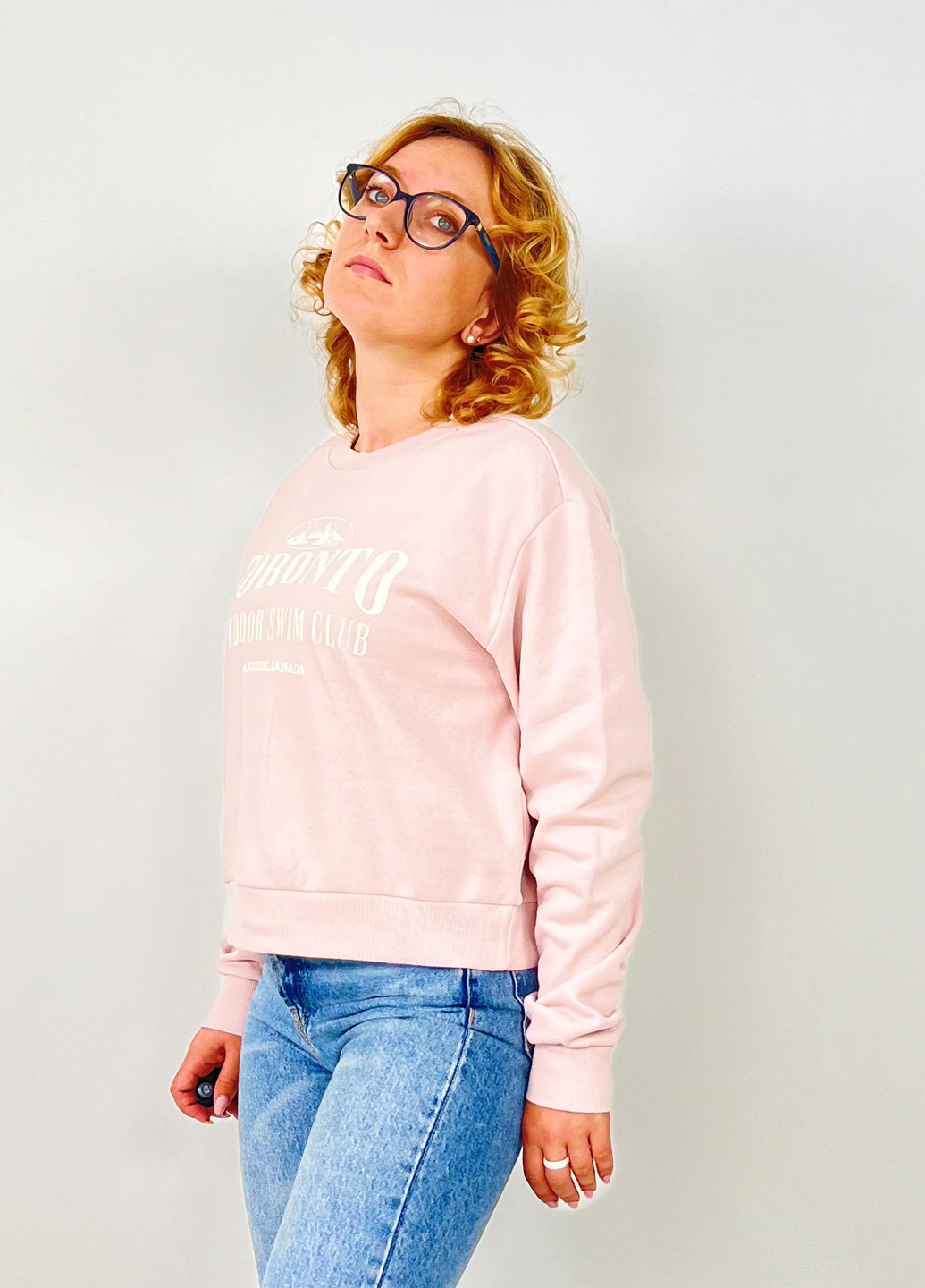 Пудровий світшот H&M напис без декору (301194308)