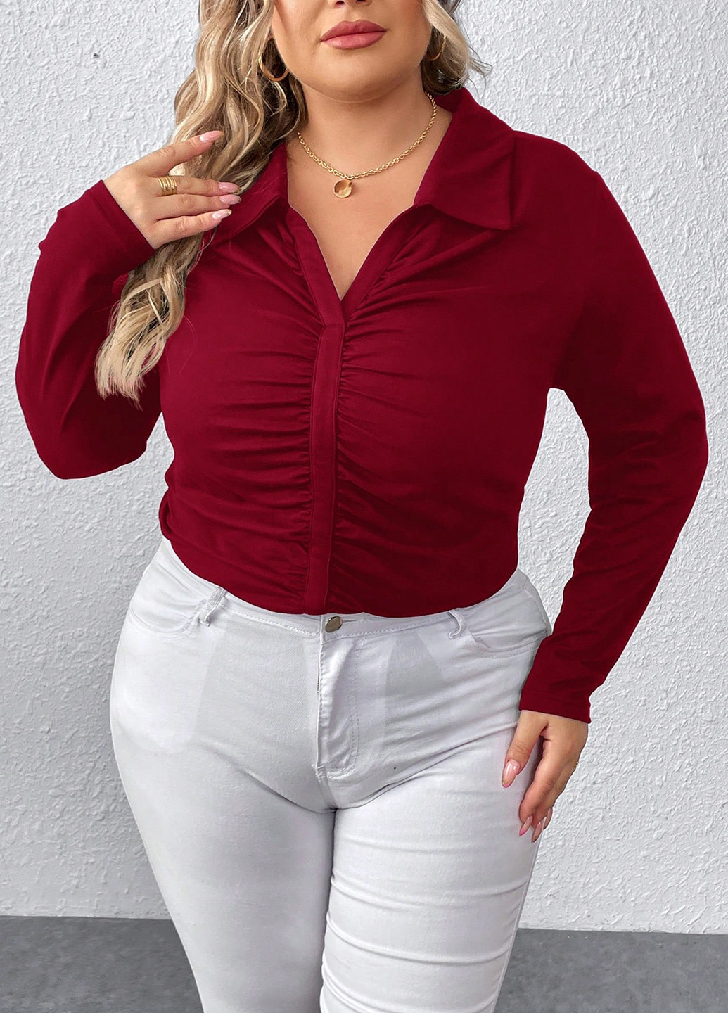 Бордовая блуза SHEIN