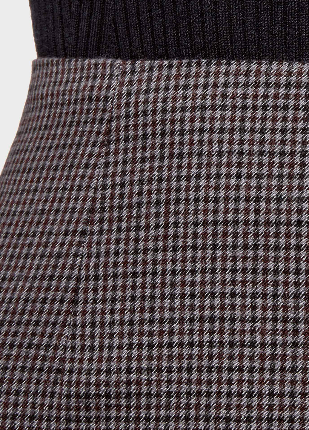 Серо-коричневая кэжуал с узором гусиная лапка юбка Oodji карандаш