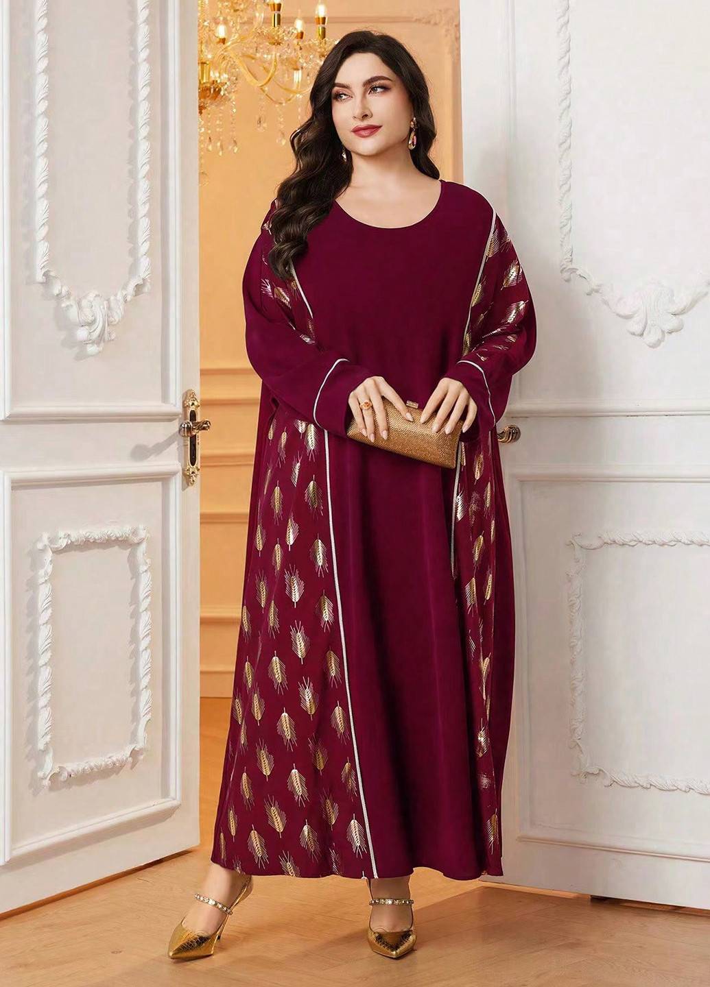 Бордова кежуал сукня а-силует SHEIN з малюнком