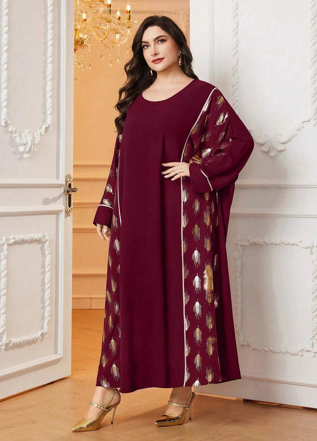 Бордова кежуал сукня а-силует SHEIN з малюнком