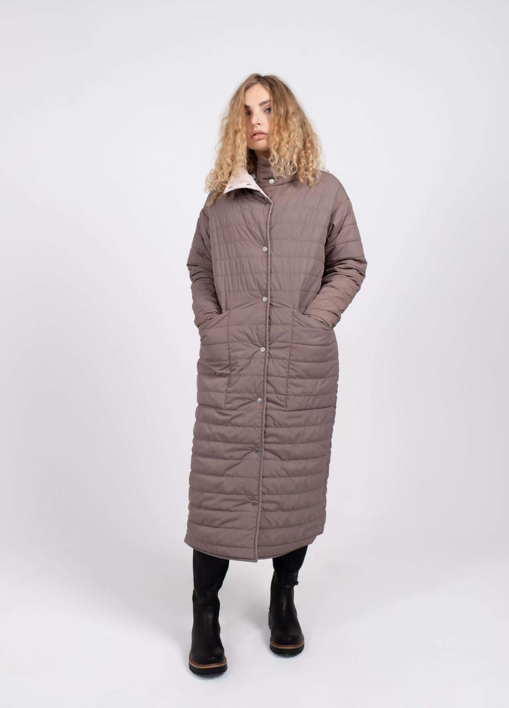 Коричневая зимняя женская двухсторонняя куртка Feel and Fly Bethany LONG Brown/Ivory