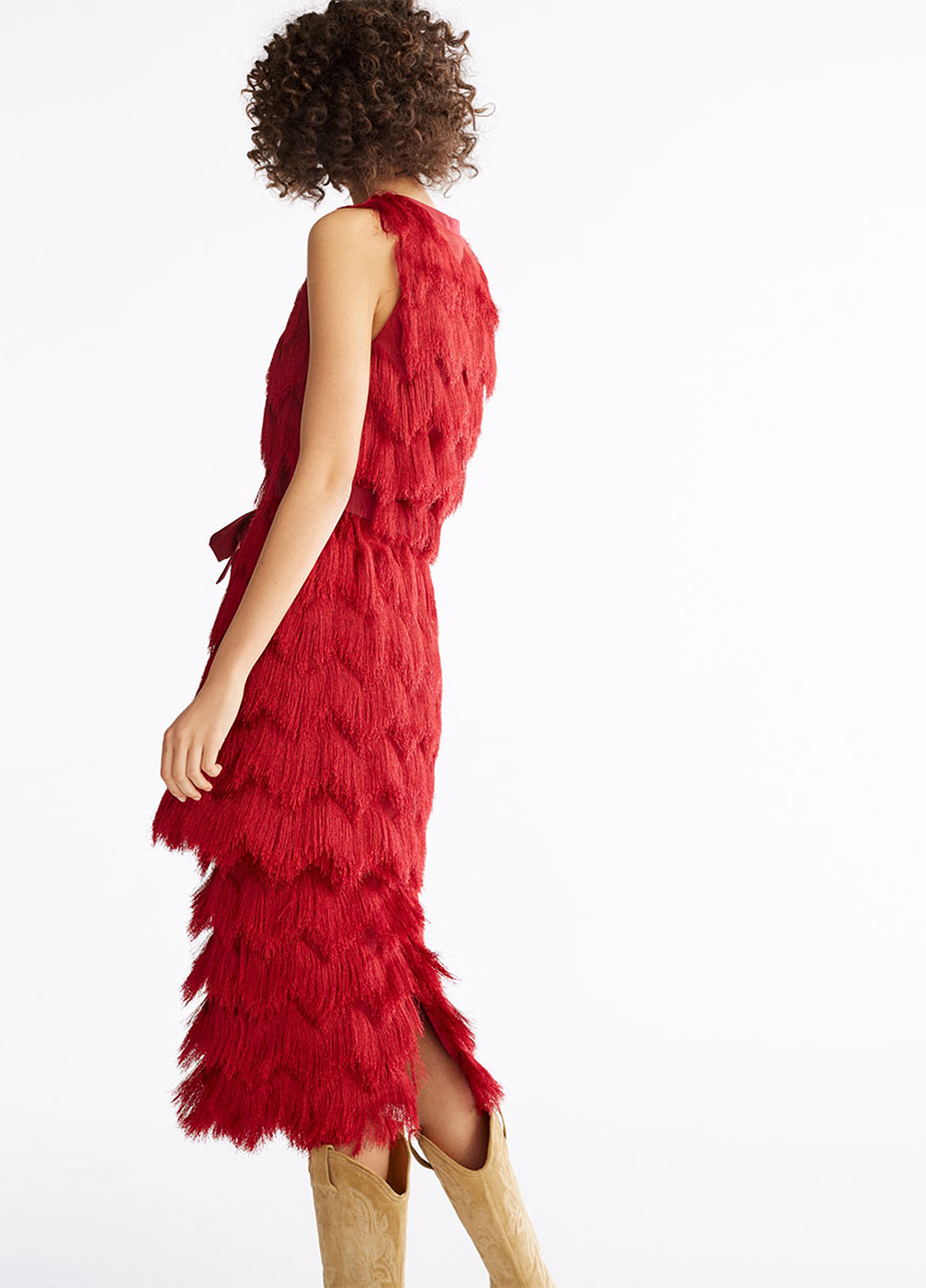 Красное коктейльное платье на запах Uterque однотонное