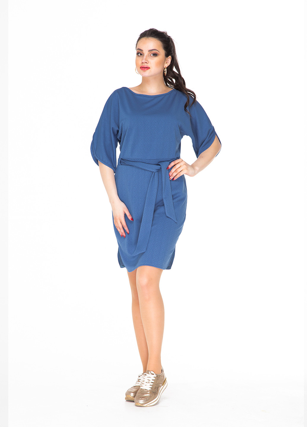Темно-голубое кэжуал платье Alpama однотонное