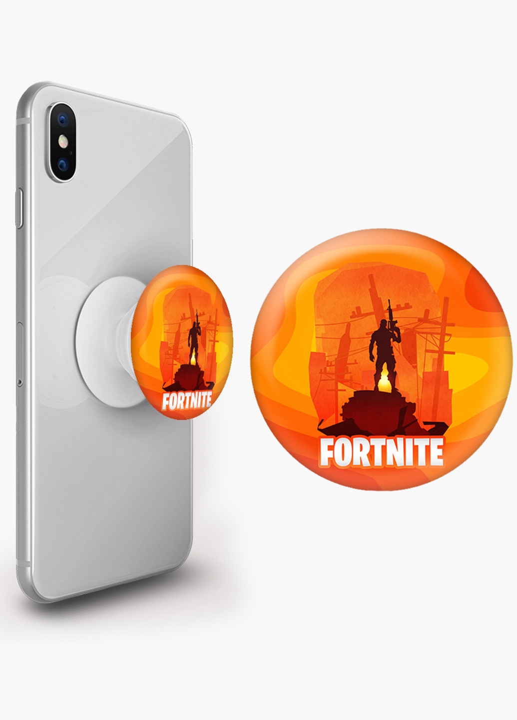 Попсокет (Popsockets) держатель для смартфона Фортнайт (Fortnite) (8754-1194) Черный MobiPrint (216748367)