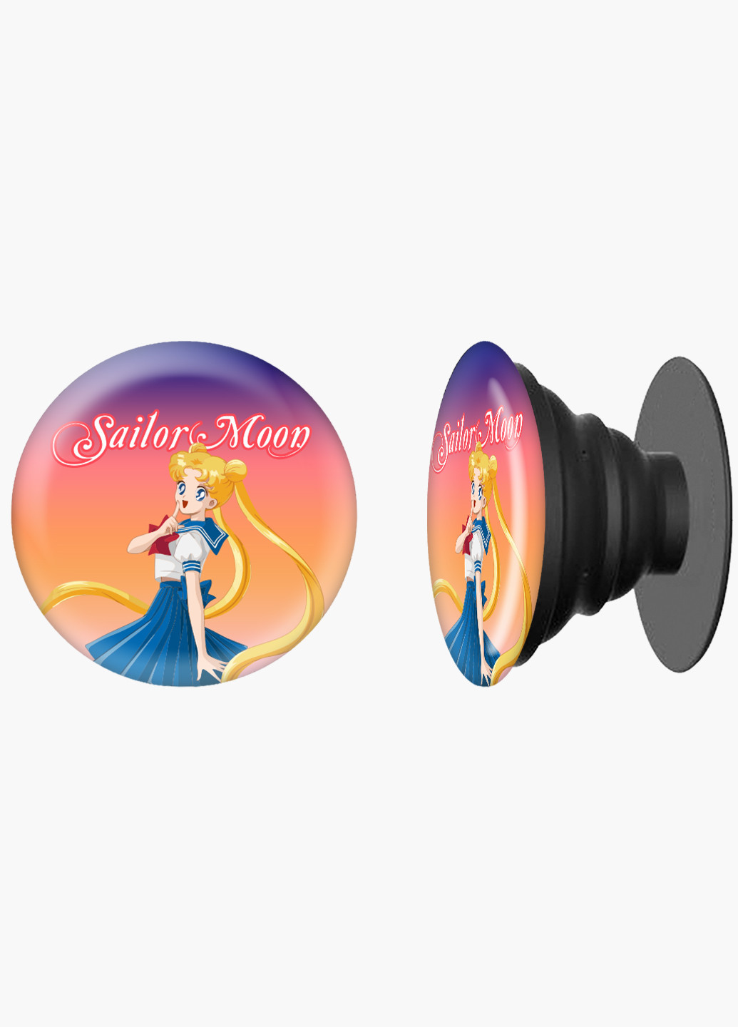 Попсокет (Popsockets) тримач для смартфону Сейлор Мун (Sailor Moon) (8754-2928) Чорний MobiPrint (229014754)