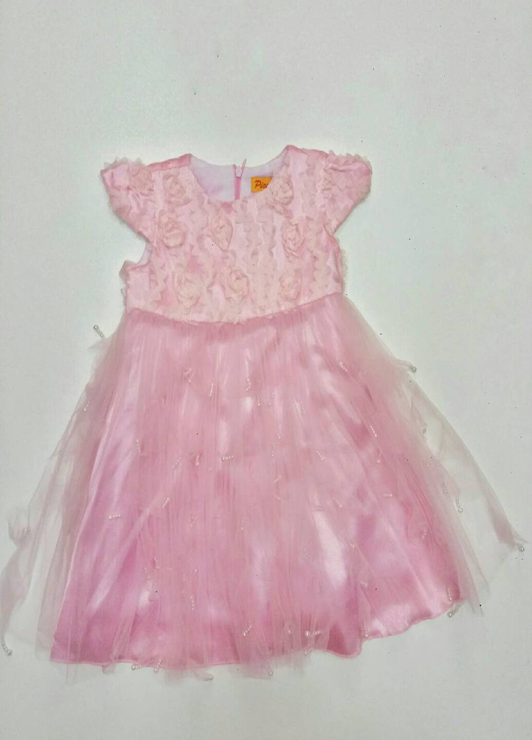Розовое кэжуал платье елочка 2 Piccolo L однотонное