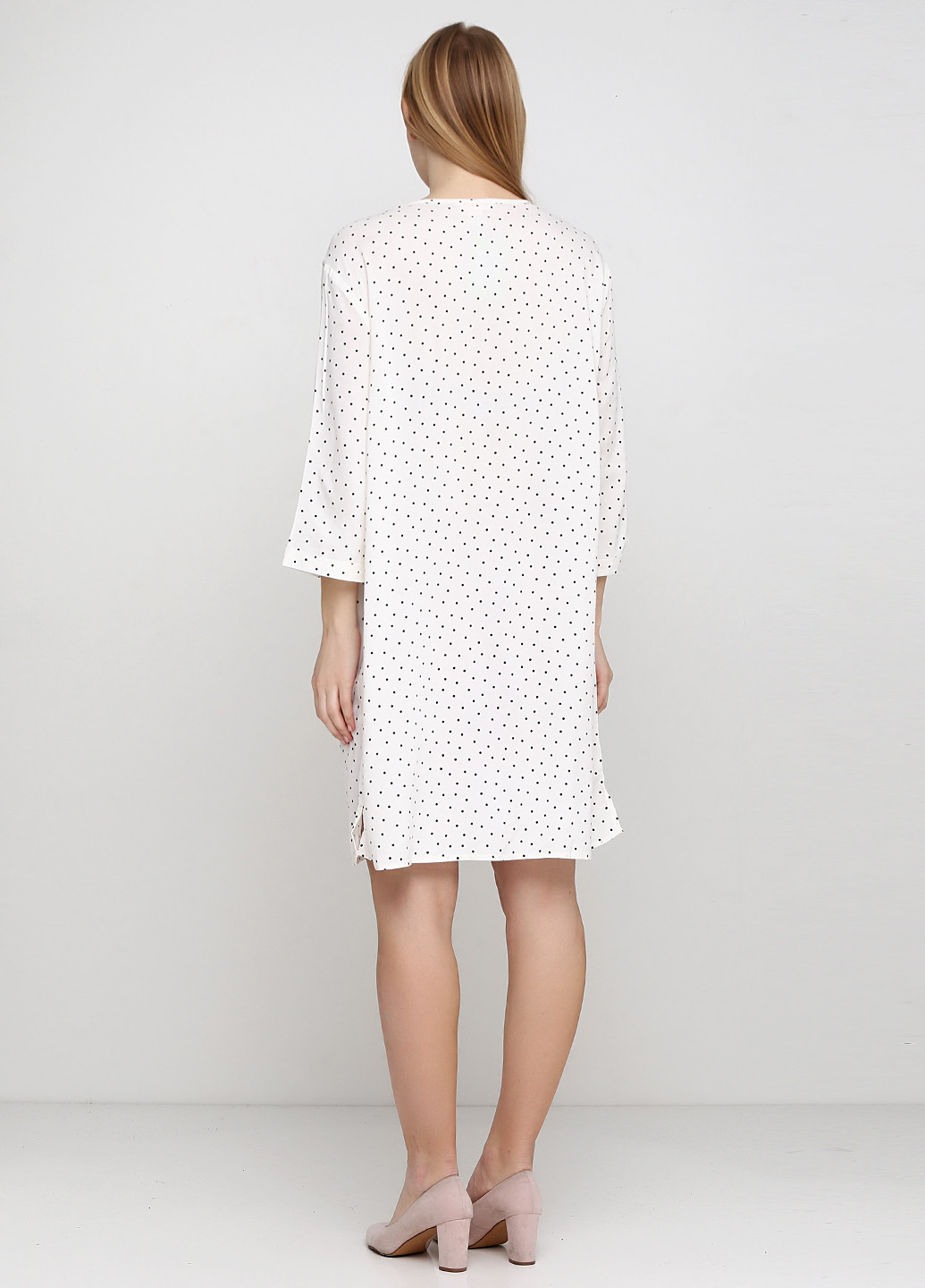 Белое кэжуал платье короткое H&M в горошек