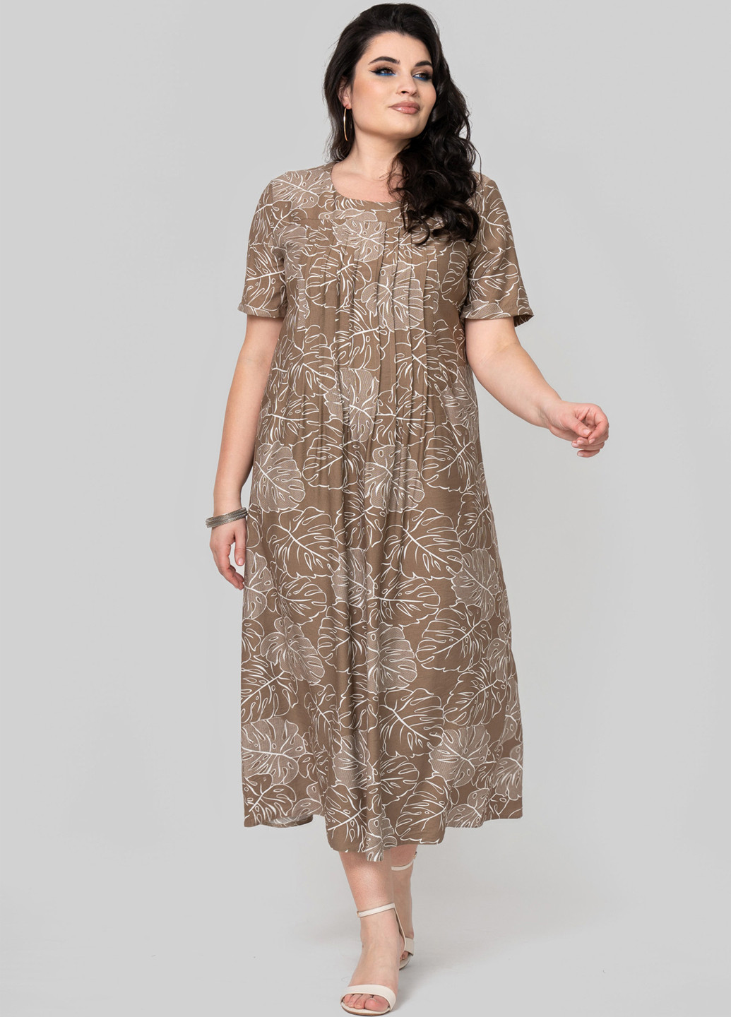 Коричневое кэжуал платье а-силуэт A'll Posa однотонное