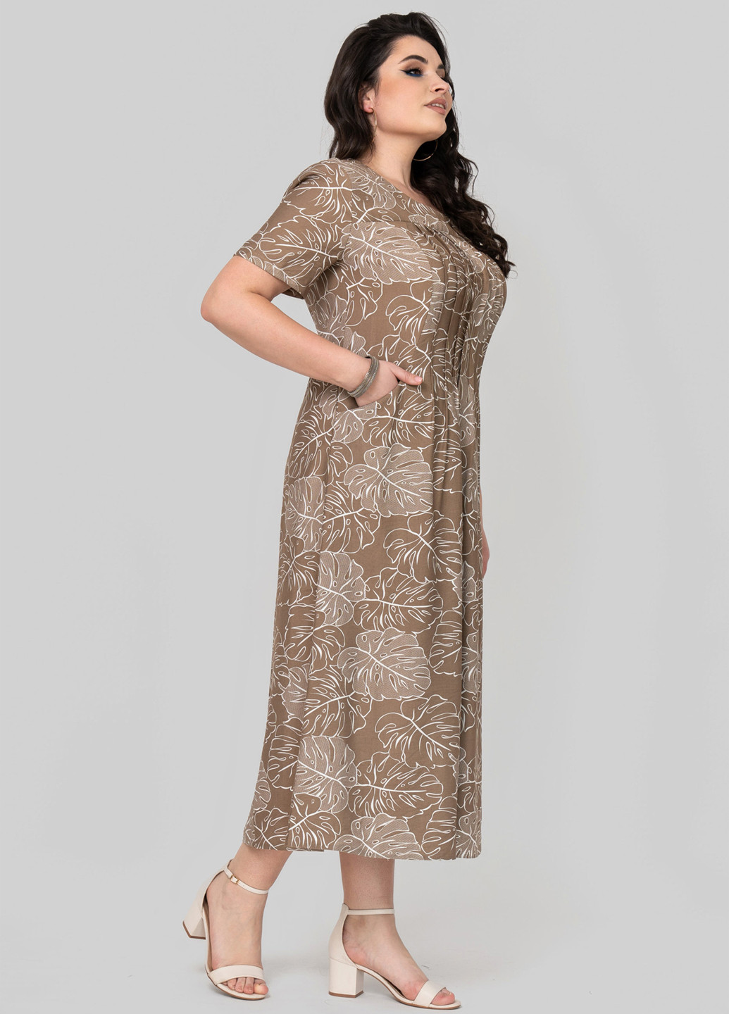 Коричневое кэжуал платье а-силуэт A'll Posa однотонное