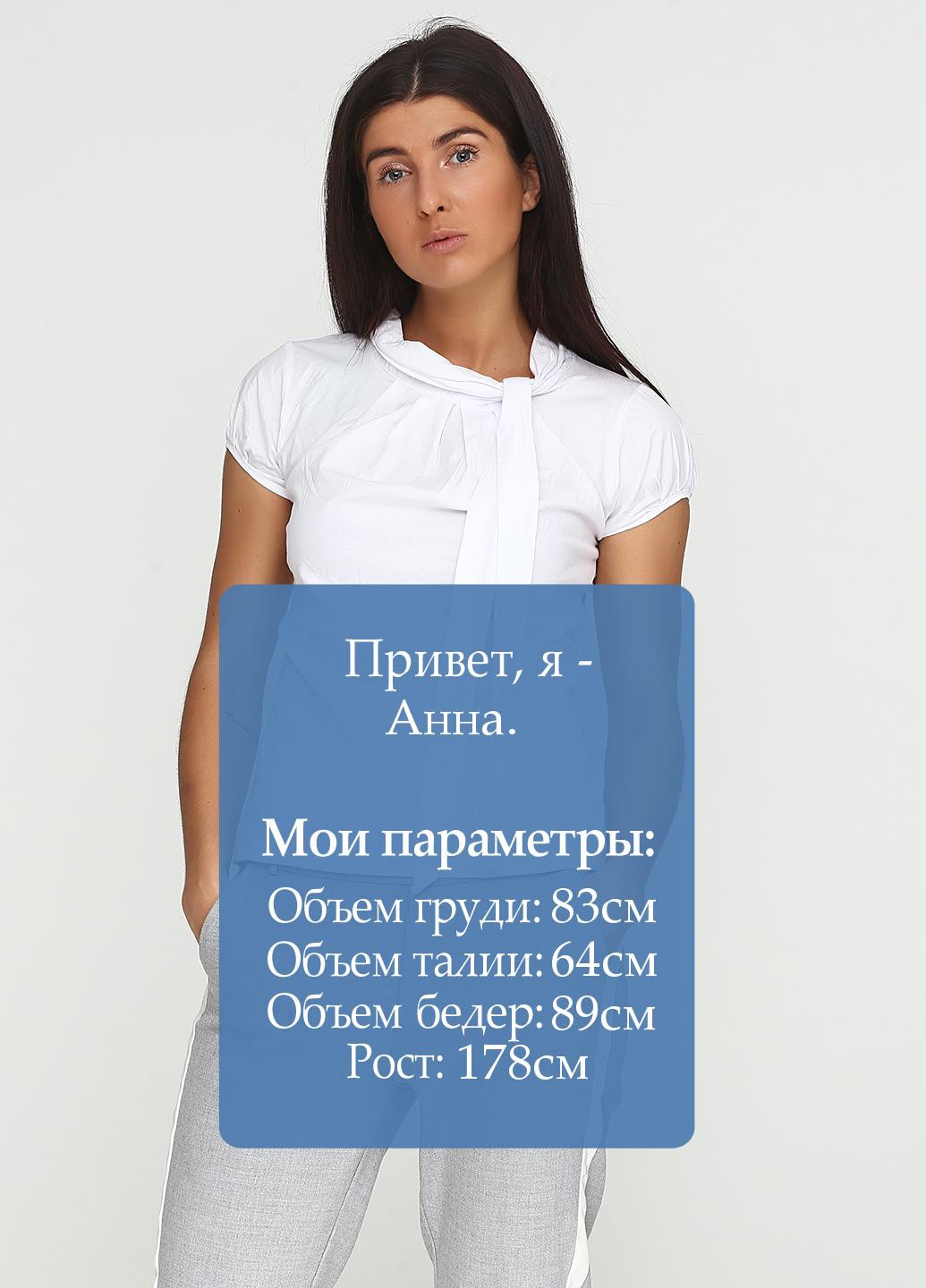 Белая летняя блуза с коротким рукавом ZUBRYTSKAYA