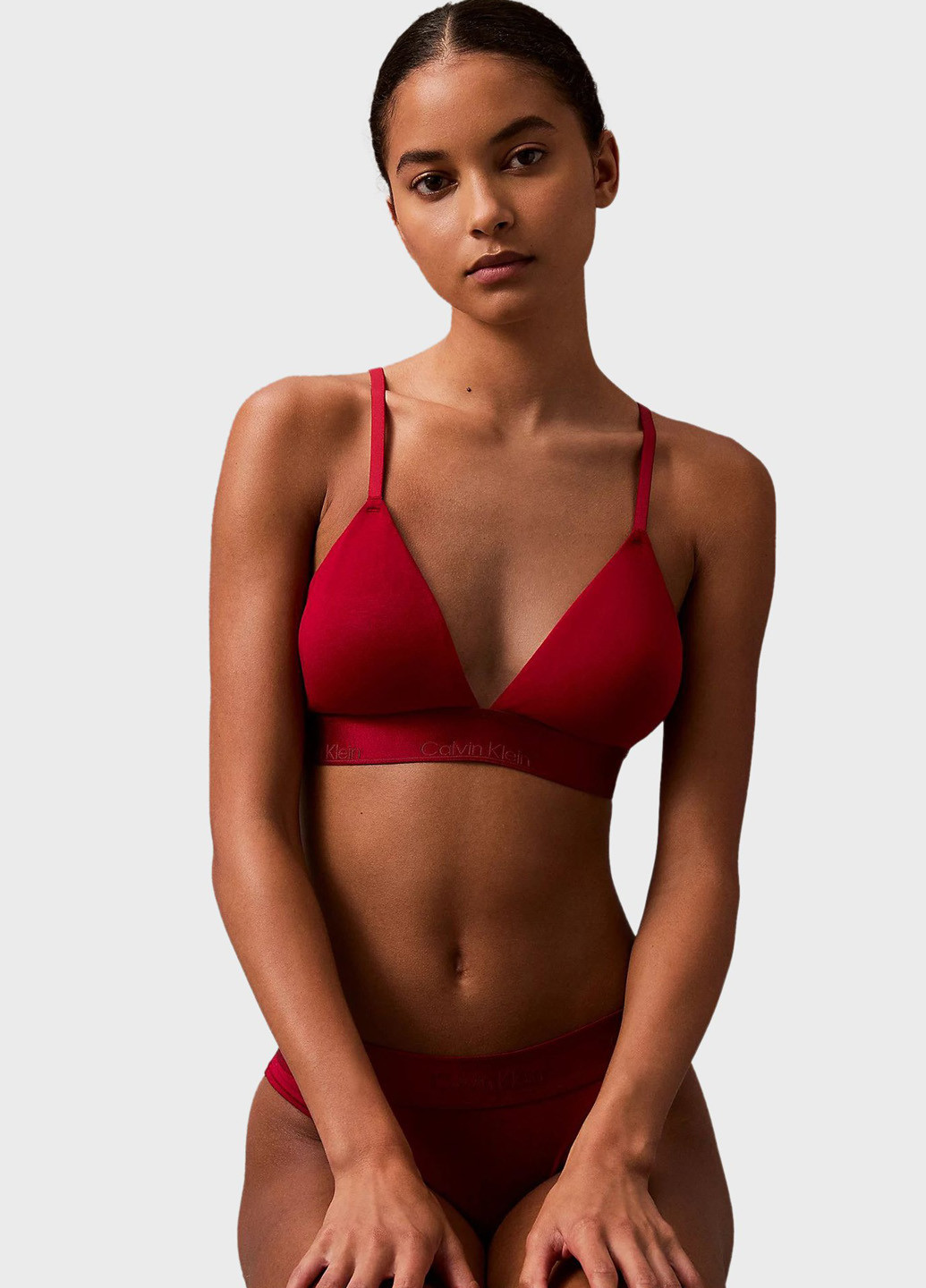 Красный бралетт бюстгальтер Calvin Klein без косточек хлопок