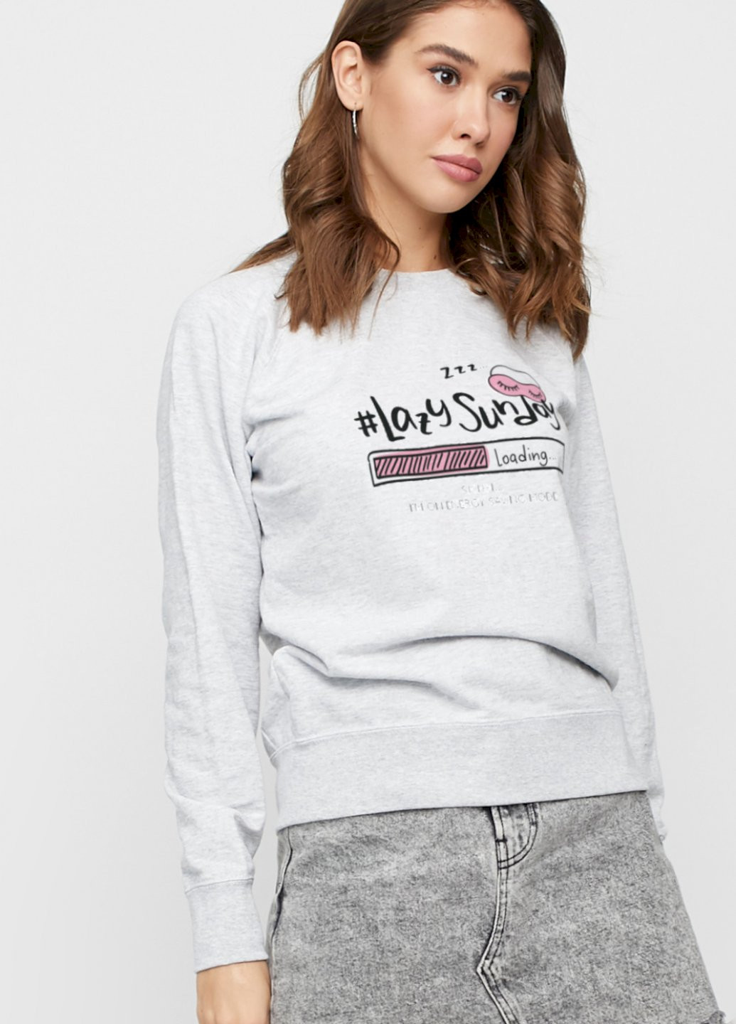 Сірий світшот жіночий /no flis/ YAPPI малюнок (251467823)