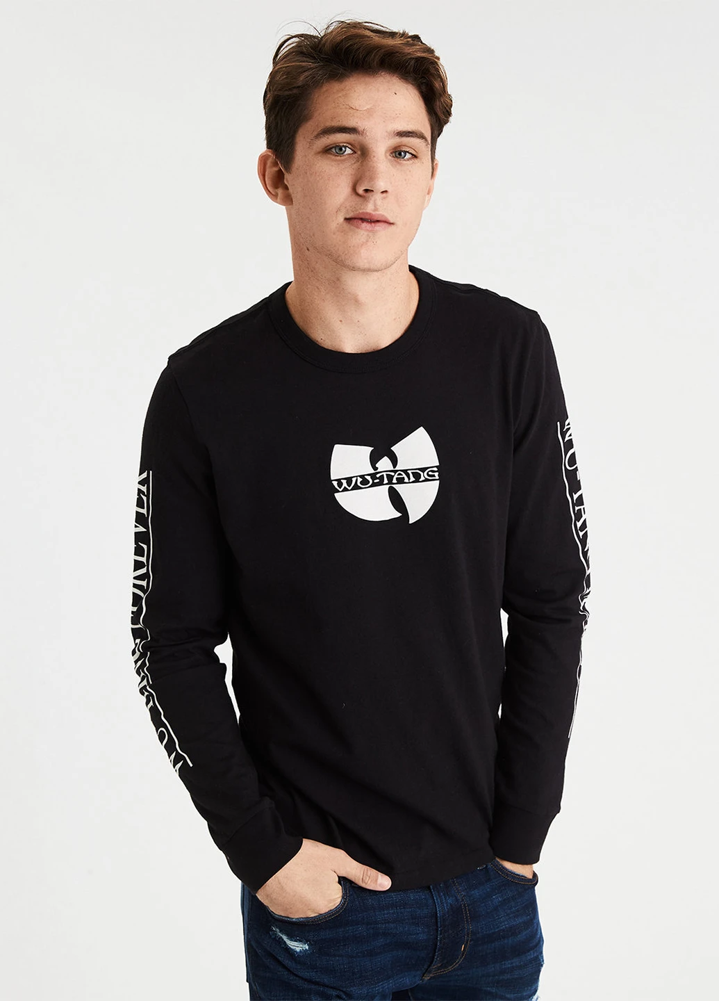 Лонгслів American Eagle напис чорний кежуали