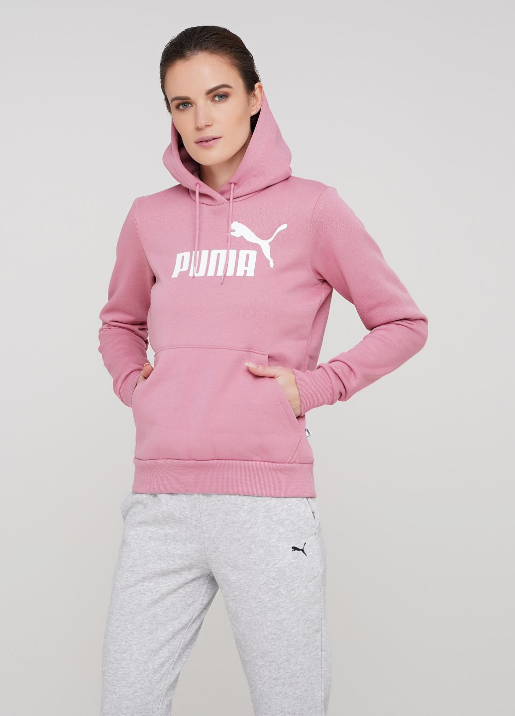 Худи Puma надписи розовые спортивные трикотаж, хлопок