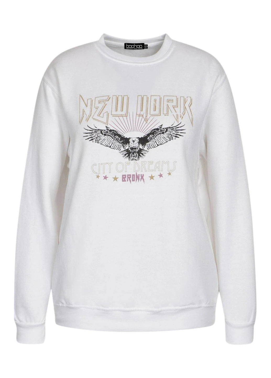 Белый свитшот Boohoo рисунок без декора (249991273)