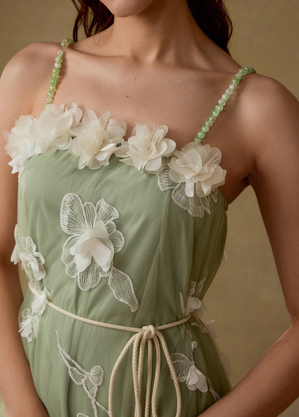 Зеленое вечернее, кэжуал платье а-силуэт SHEIN однотонное