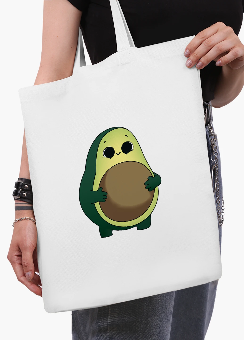 Эко сумка шоппер белая Авокадо (Avocado) (9227-2031-WT2) Еко сумка шоппер біла 41*35 см MobiPrint (219151145)