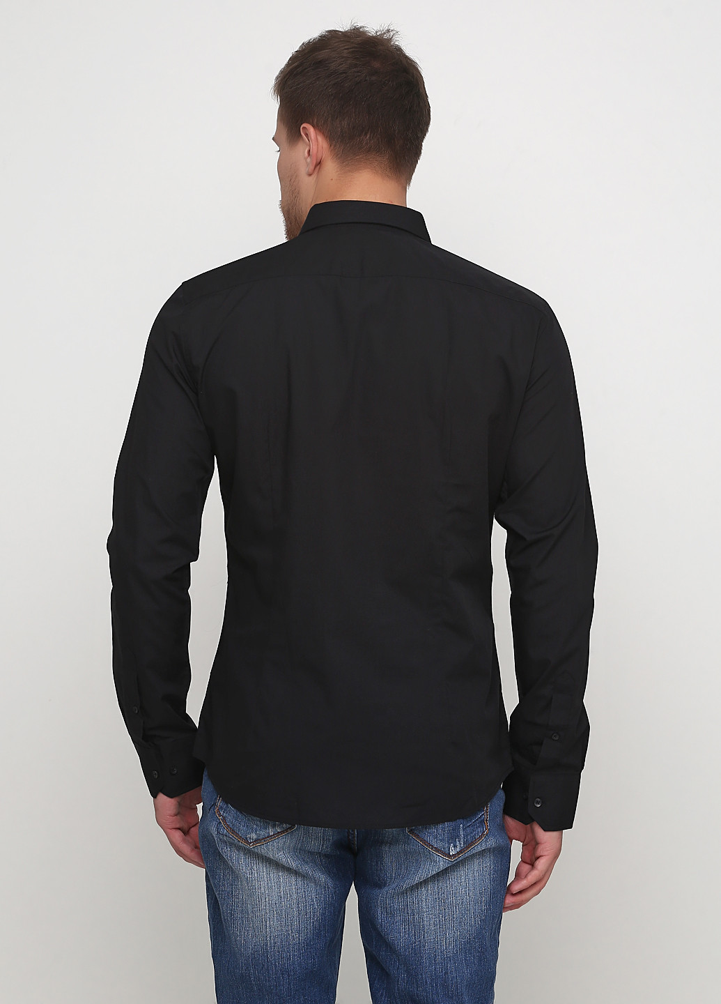 Черная кэжуал рубашка однотонная Colours с длинным рукавом