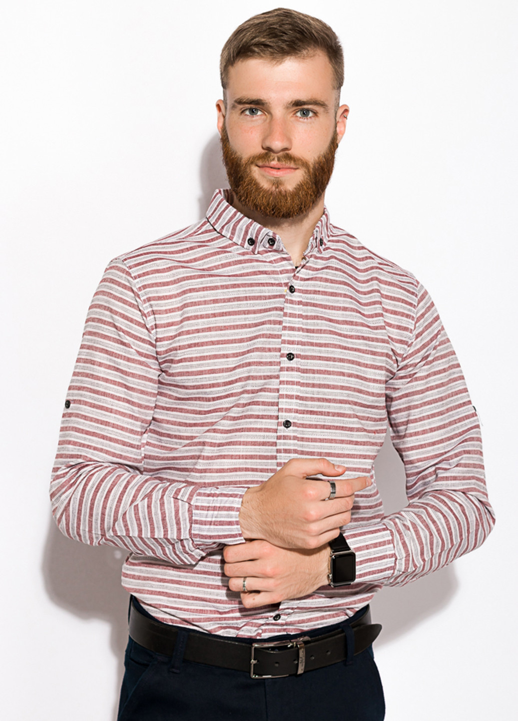 Бордовая кэжуал рубашка в полоску Sayfa