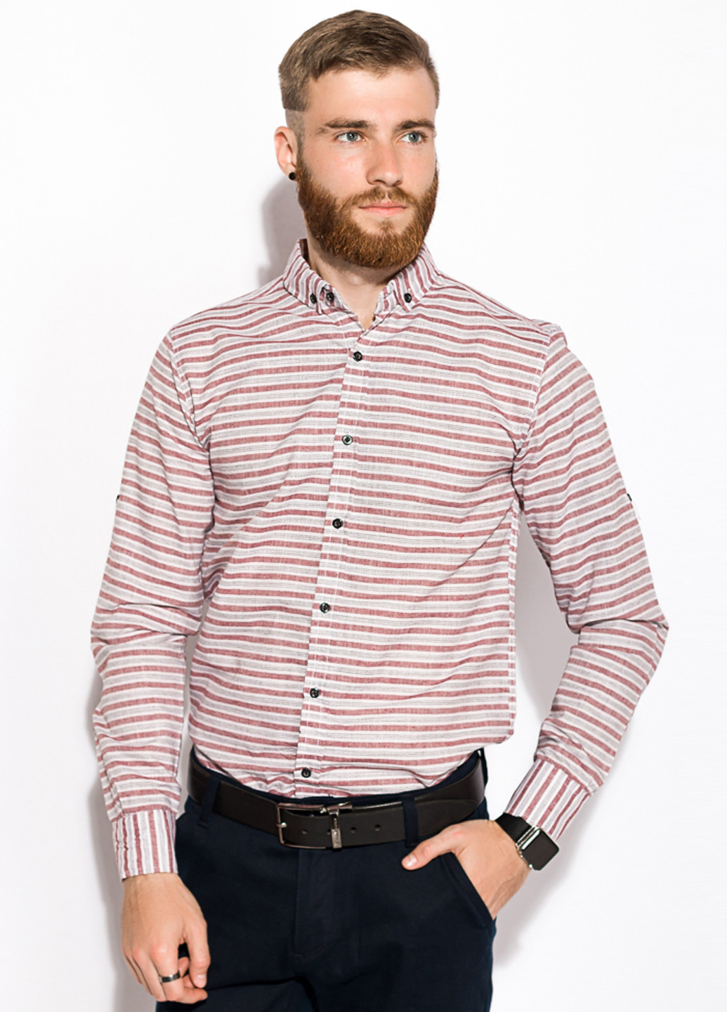 Бордовая кэжуал рубашка в полоску Sayfa