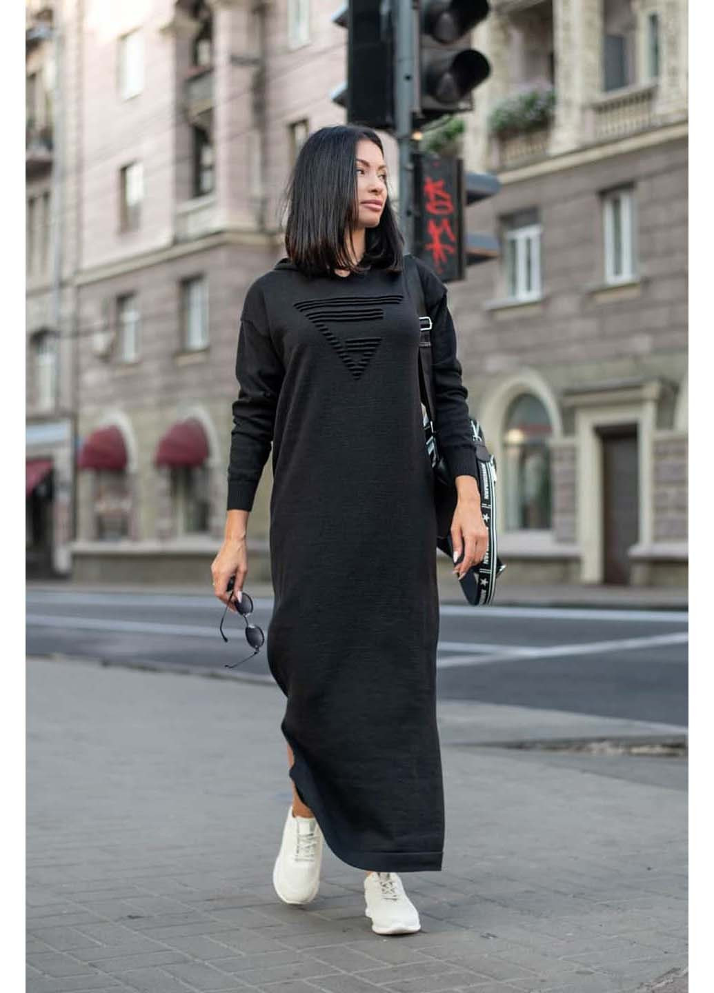 Черное кэжуал платье агата Anika однотонное