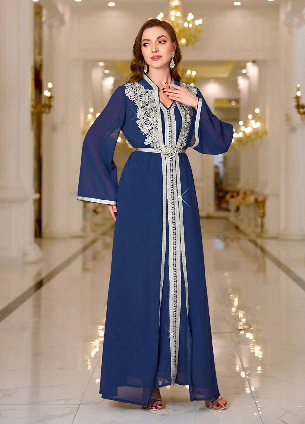 Синя вечірня сукня SHEIN однотонна