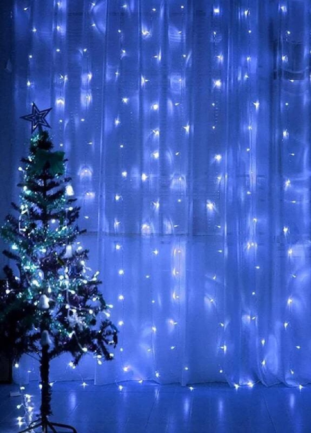 Новогодняя праздничная светодиодная гирлянда водопад дождь штора 480 Led 3х3 м (473553-Prob) Синяя Unbranded (255243145)