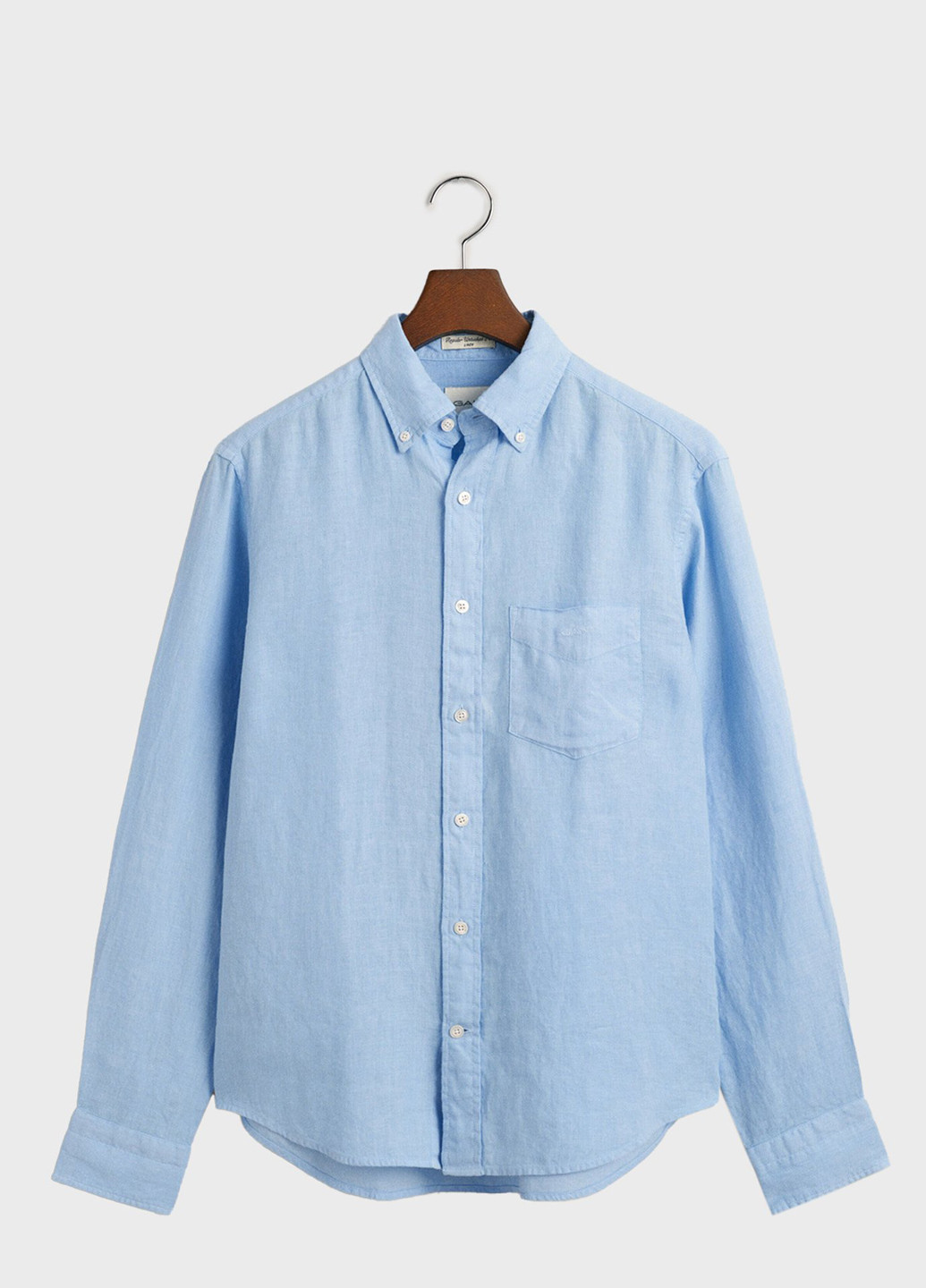 Голубой кэжуал, классическая рубашка однотонная Gant