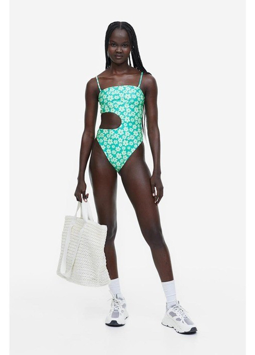Зеленый летний купальник бандо H&M