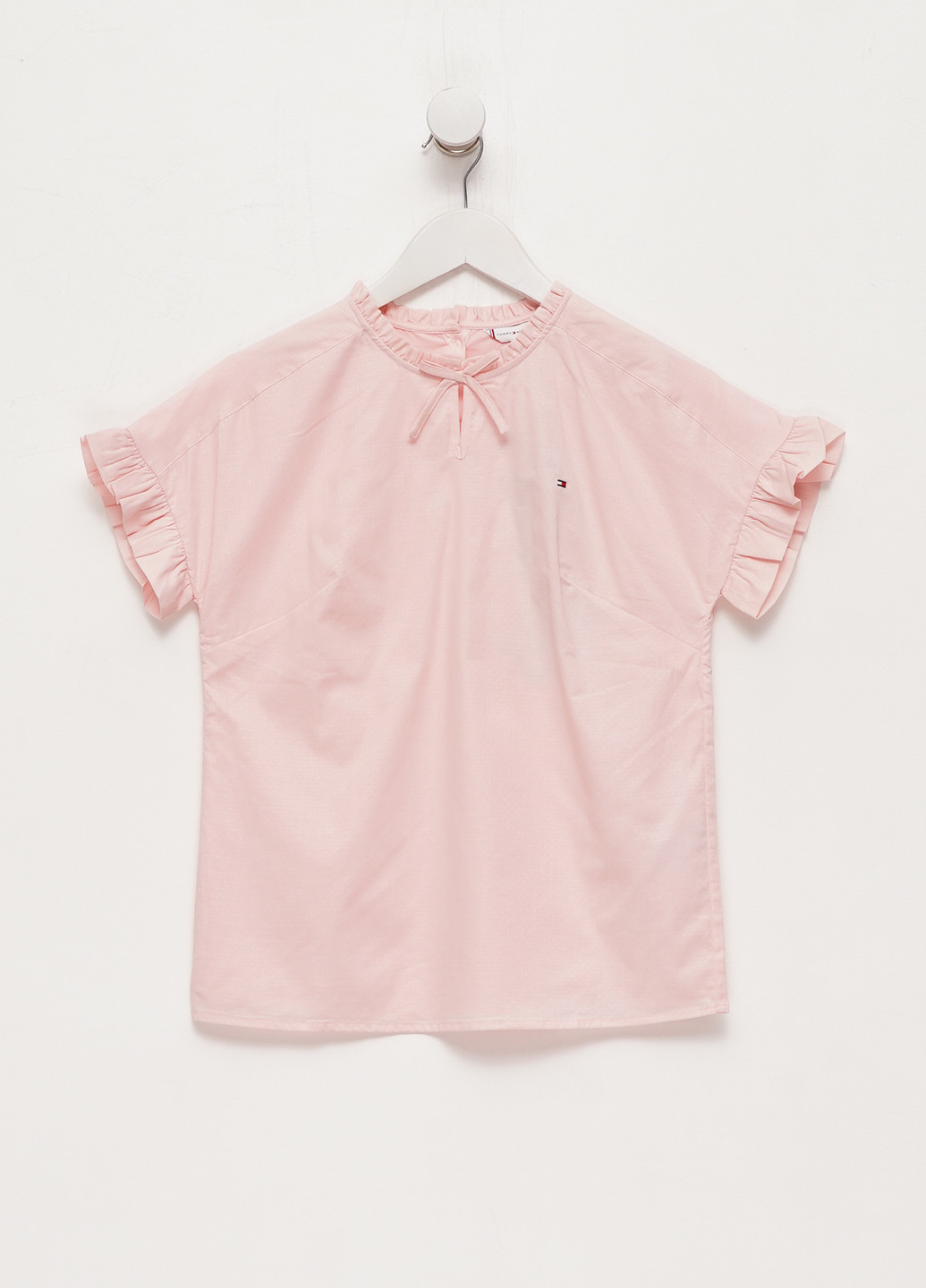 Светло-розовая однотонная блузка Tommy Hilfiger летняя