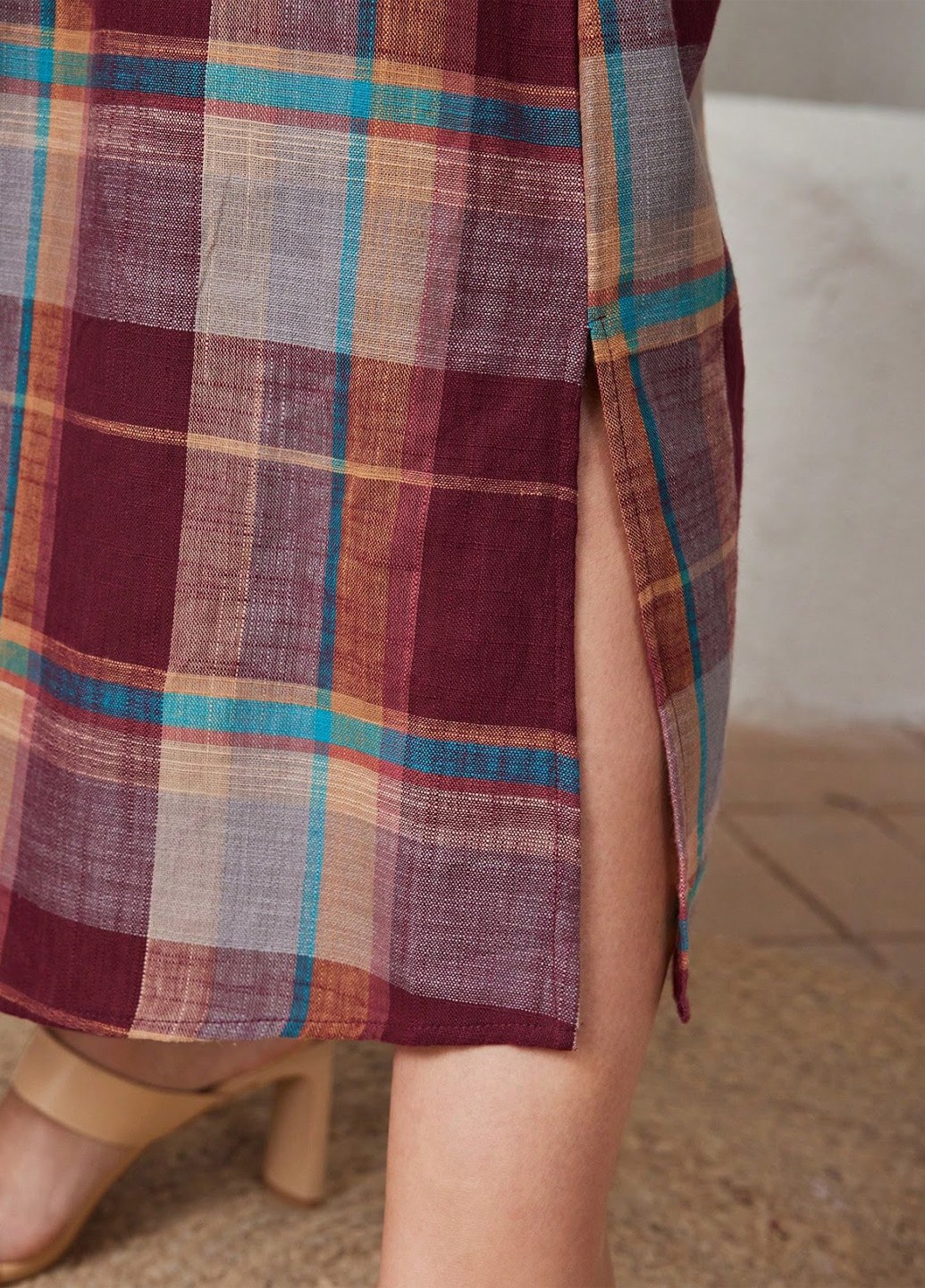 Комбинированное кэжуал платье а-силуэт SHEIN в клетку