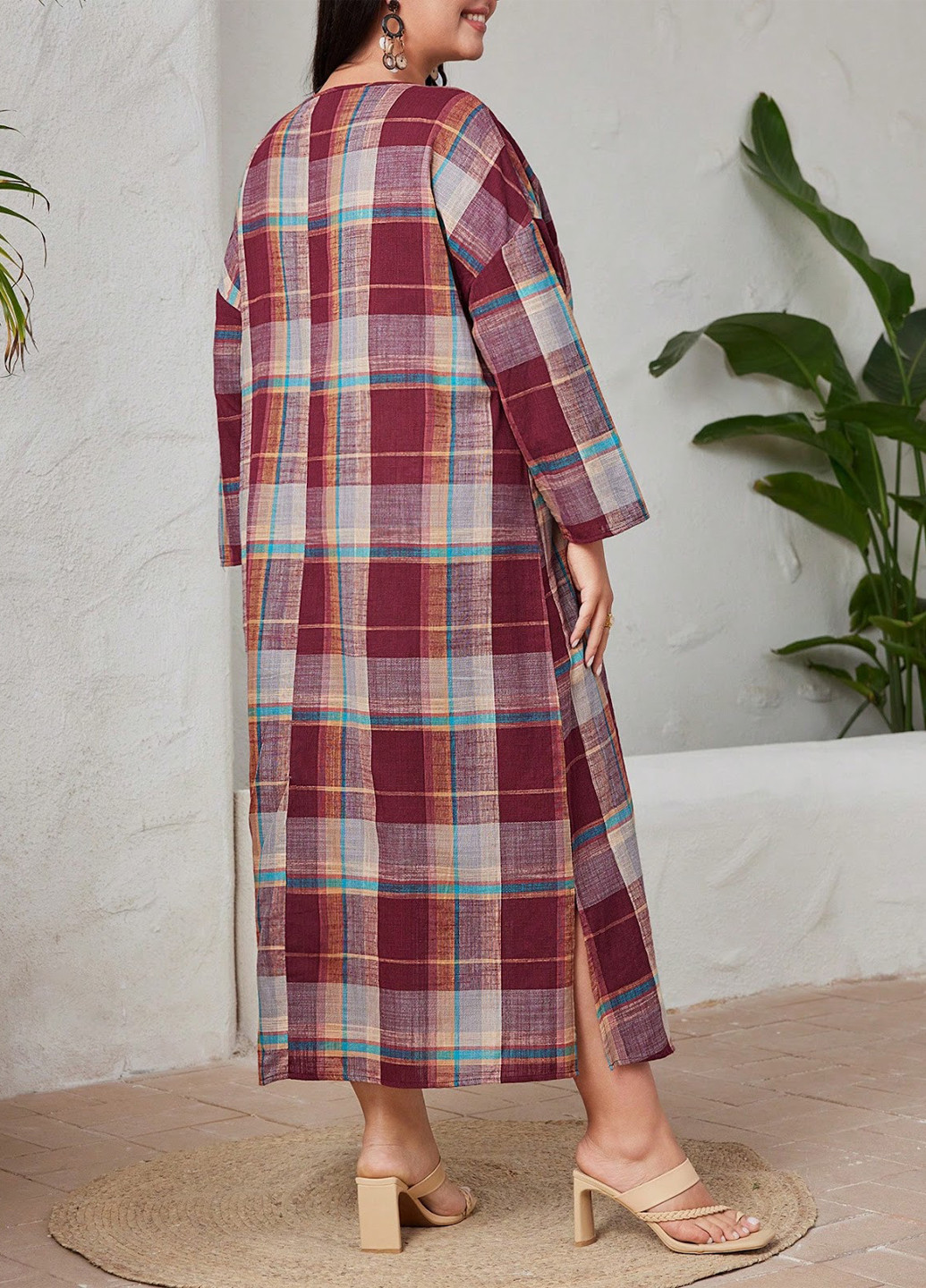 Комбинированное кэжуал платье а-силуэт SHEIN в клетку